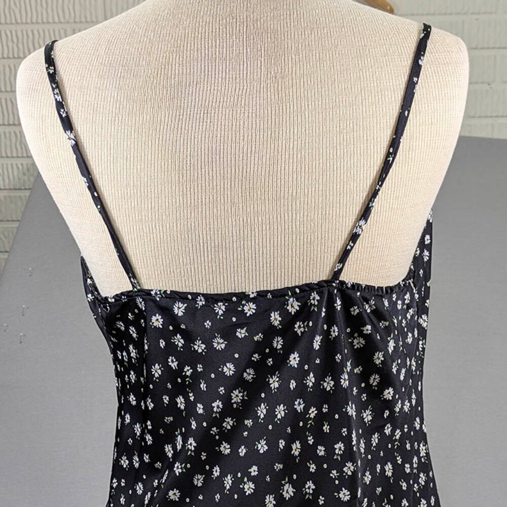 Rue21 Slip Dress Womens Large Black Floral Y2K Coquette‎ Girl Festival Party - Picture 5 of 10